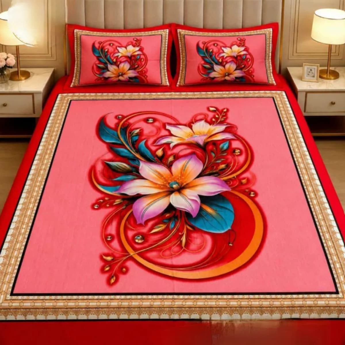 Royal Blossom Premium Cotton Bedsheet Set