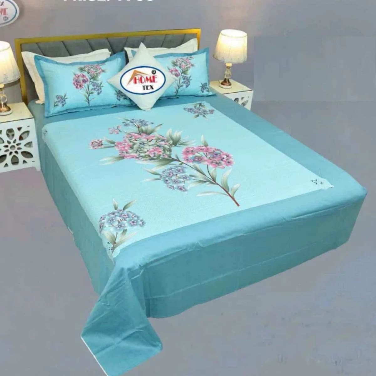 Sky Bloom Premium Cotton Bedsheet Set