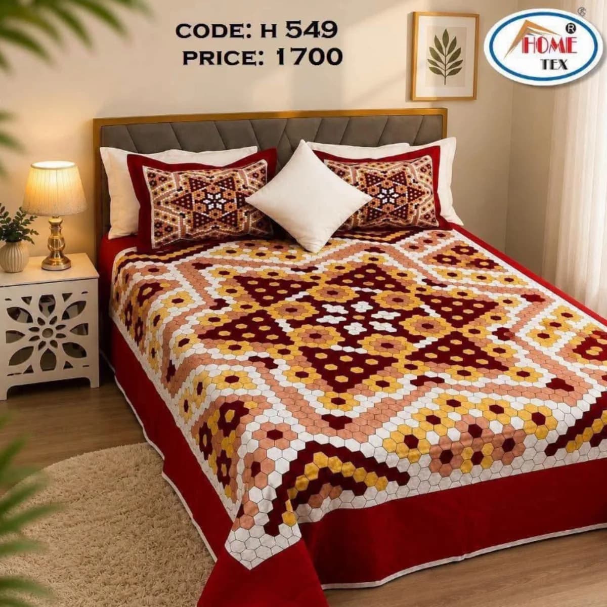 Home Tex Traditional Geometric Print Cotton Bed Sheet Set