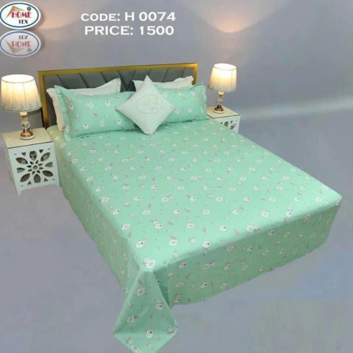 Mint Blossom Premium Cotton Bedsheet Set